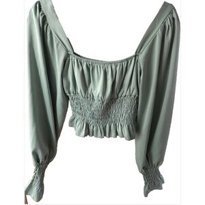 HYFVE Sage Green Smocked Blouse